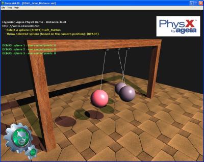 Demoniak3D Ageia PhysX demo - Pendulum