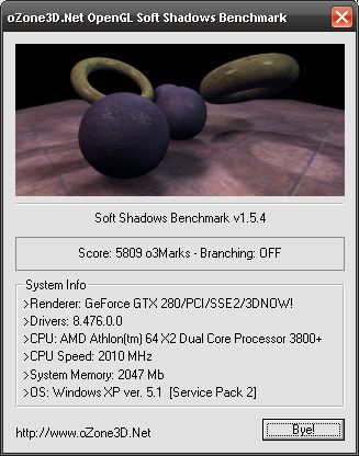 EVGA GeForce GTX 280 - Soft Shadows Benchmark