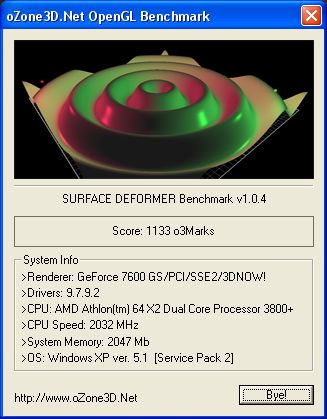 oZone3D Surface Deformer Benchmark