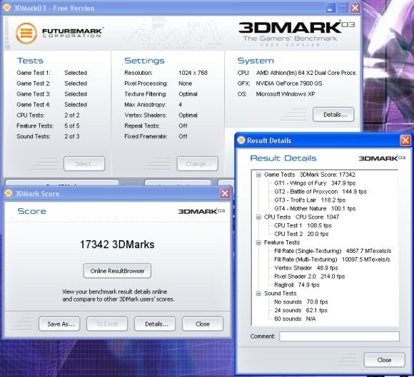GIGABYTE 7900 GS - 3DMark03 Score