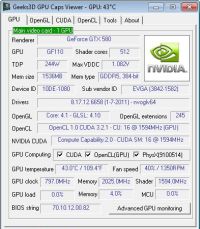 GPU Caps Viewer, video card information utility, OpenGL, OpenCL and CUDA API level support