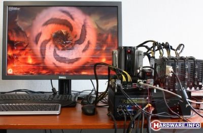 4-way SLI GeForce GTX 480 running FurMark