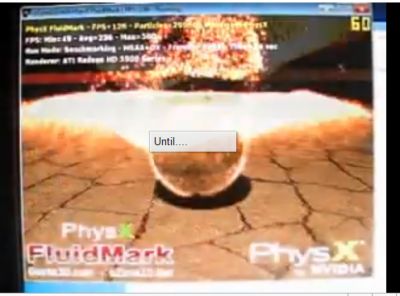 PhysX FluidMark showing the timebomb reverse gravity