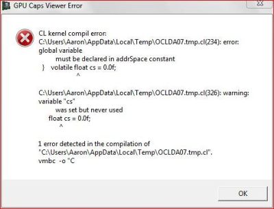 OpenCL error - GPU Caps Viewer