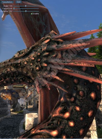Unigine Heaven 2.1 with OpenGL 4.0 Tessellation on a GTX 480