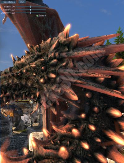 Unigine Heaven 2.1 with OpenGL 4.0 Tessellation on a GTX 480