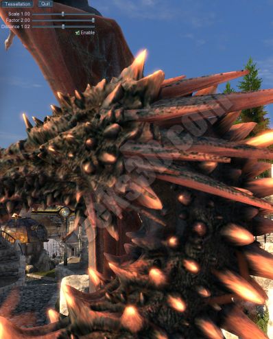 Unigine Heaven 2.1 with OpenGL 4.0 Tessellation on a GTX 480