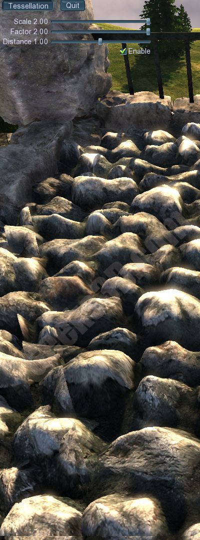 Unigine Heaven 2.1 with OpenGL 4.0 Tessellation on a GTX 480