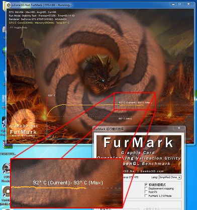 GTX 470 with stock VGA cooler - Overclocked clocks - Stressed by FurMark