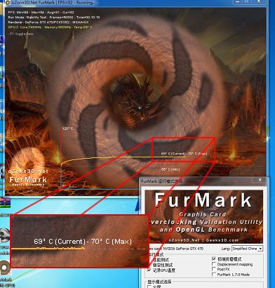 Inno3D GTX 470 iChill Arctic Cooling - Overclocked clocks - Stressed by FurMark