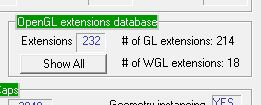GPU Caps Viewer 1.8.8 - Number of OpenGL extensions