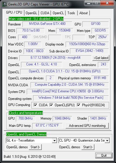 GPU Caps Viewer 1.9.0 With OpenGL 4 Tessellation Demo