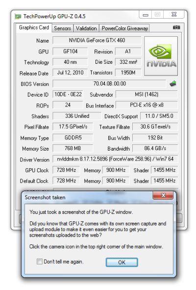 GPU-Z 0.4.5 + GTX 460