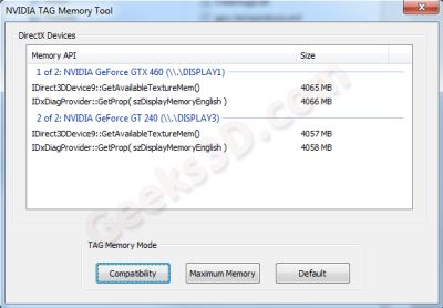 NVIDIA TAG Memory Tool | Geeks3D