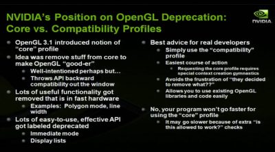 NVIDIA position on OpenGL 4 deprecation