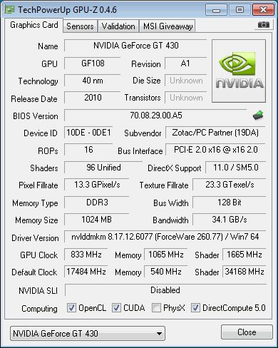 zotac gt 430