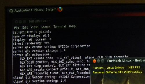 Linux Ubuntu and FurMark embryo