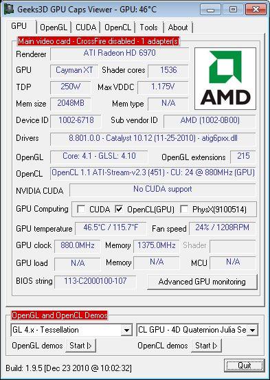 SAPPHIRE Radeon HD 6970, GPU Caps Viewer