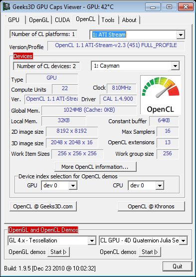 ASUS Radeon HD 6950, GPU Caps Viewer, OpenCL