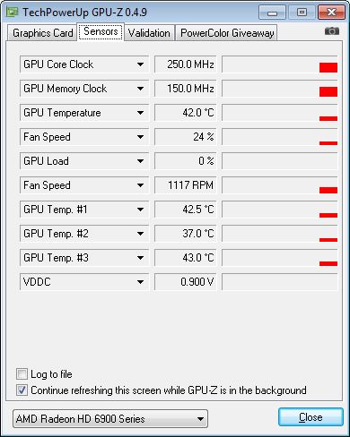 ASUS Radeon HD 6950, GPU-Z sensors