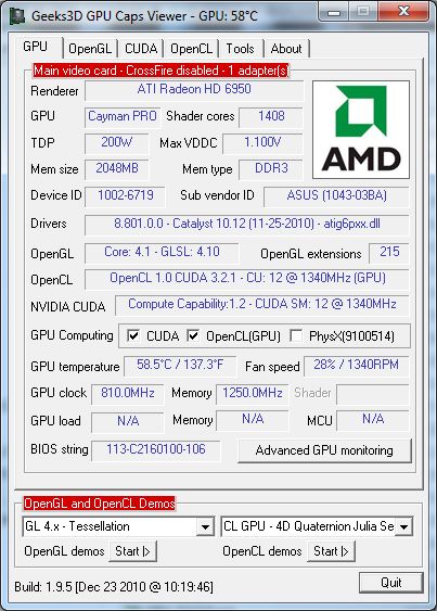 ASUS Radeon HD 6950 + Zotac GeForce GT 240