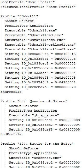 GeForce 3D Settings Profile Manager - SLI profile file