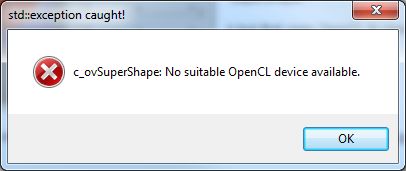 SuperShaper, OpenCL error