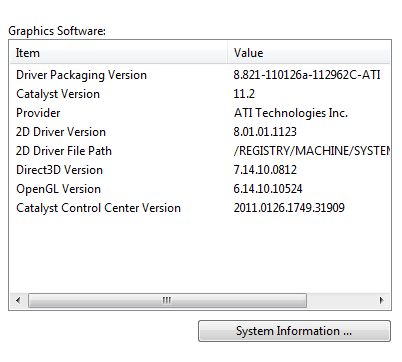 AMD Catalyst 11.2 information, version details