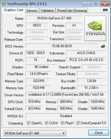 ASUS GT 440, GPU-Z