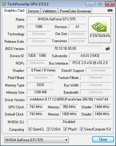 ASUS GTX 570 DC2, GPU-Z