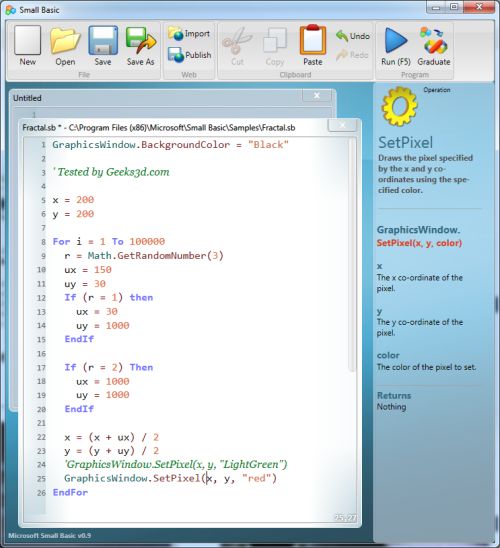 Microsoft Small Basic IDE