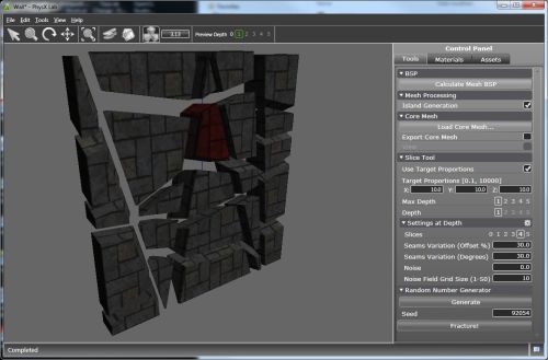 PhysXLab 1.0.1, destruction module