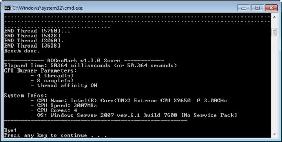 AOGenMark and Intel quad core X9650 @ 3GHz