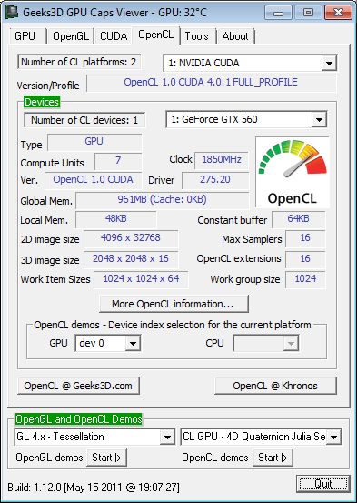 ASUS GTX 560 DC2 TOP + GPU Caps Viewer - CUDA
