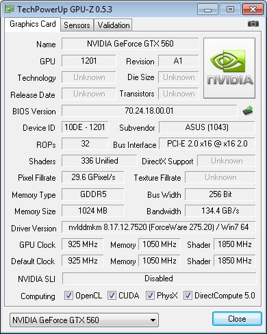 ASUS GTX 560 DC2 TOP + GPU-Z