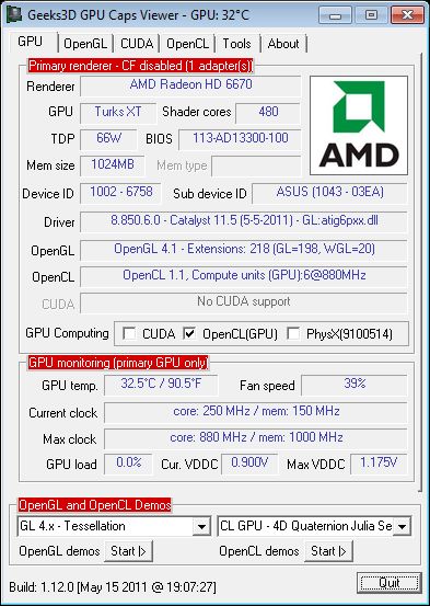 HD 6670 + GPU Caps Viewer
