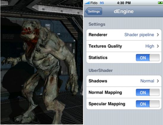 dEngine: OpenGL ES Rendering Engine for iPhone, Source Code Available