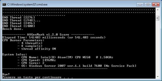 HP Mini 210-2100 Netbook, CPU test, AOGenMark