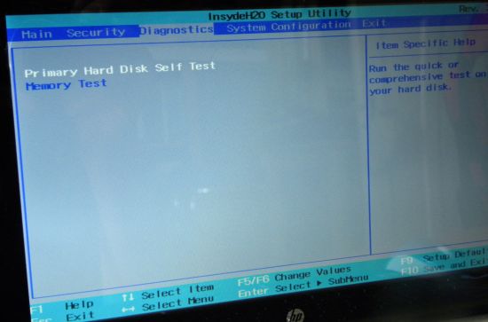 HP Mini 210-2100 Netbook, Insyde H20 BIOS