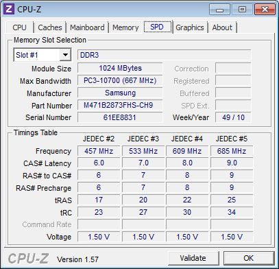 HP Mini 210-2100 Netbook, CPU-Z