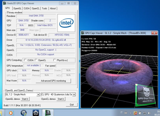 HP Mini 210-2100 Netbook, OpenGL caps