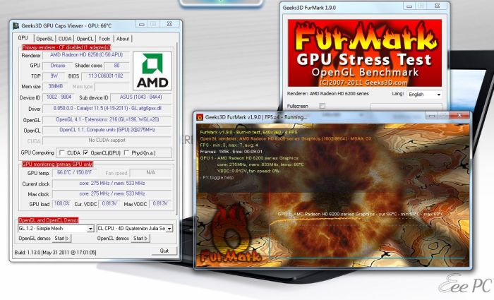 ASUS EeePC 1215B Netbook - FurMark test