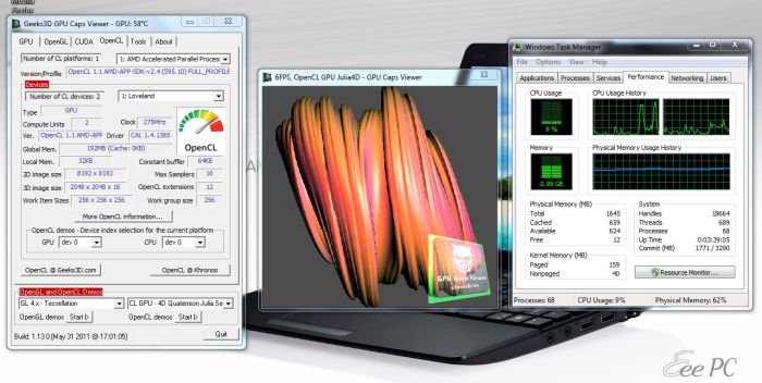 ASUS EeePC 1215B Netbook - GPU Caps Viewer