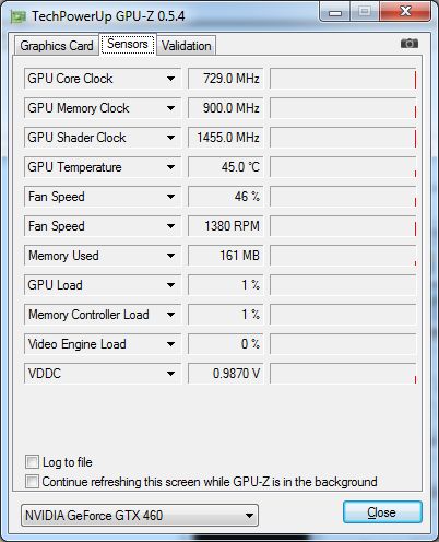 GPU-Z 0.5.4, GeForce GTX 460 sensor