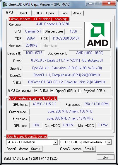 Catalyst 11.7 + Radeon HD 6970 + GPU Caps Viewer