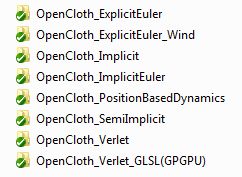 OpenCloth: A Collection of Cloth Simulation Algorithms