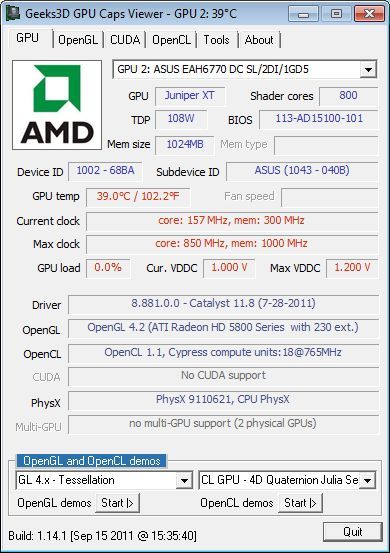 ASUS Radeon HD 6770 DirectCU Silent, GPU Caps Viewer details