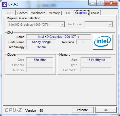 CPU-Z 1.58, Intel Core i5 / HD 2000 GPU, GPU Caps Viewer, OpenGL support