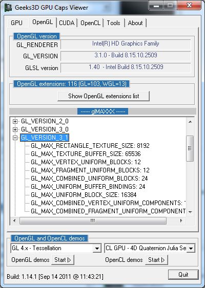 opengl driver for intel q45