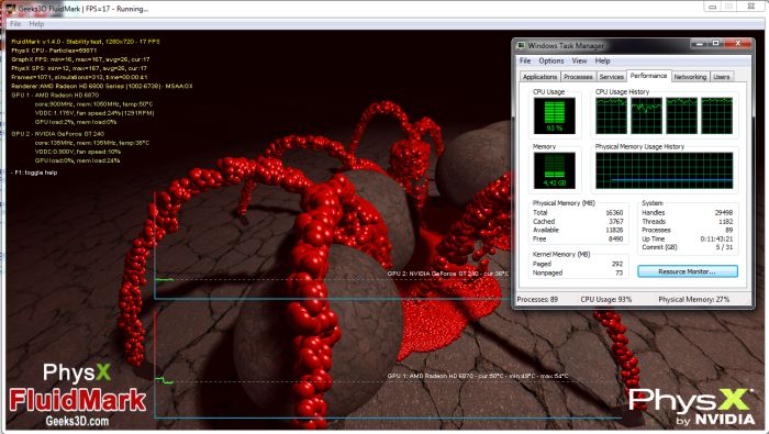 FluidMark 1.4.0, PhysX built-in multicore CPU support